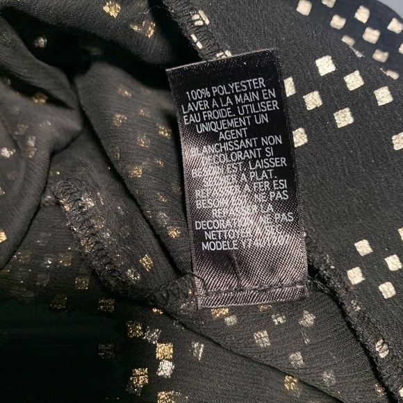 Guess Black & Metallic Gold Sheer Blouse Top - Picture 8 of 8